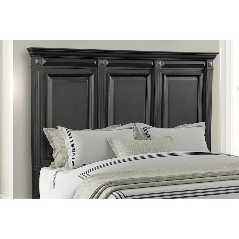 Roundhill Furniture Renova Vintage Black Wood Panel Bedroom Set