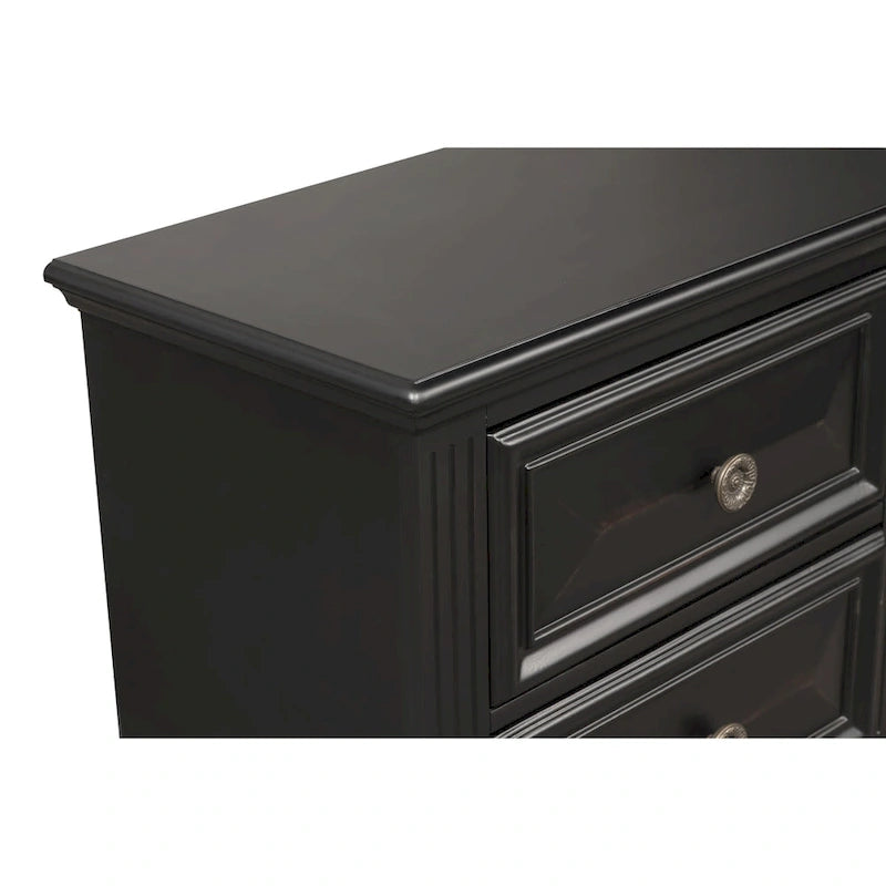 Roundhill Furniture Renova Vintage Black Wood Panel Bedroom Set
