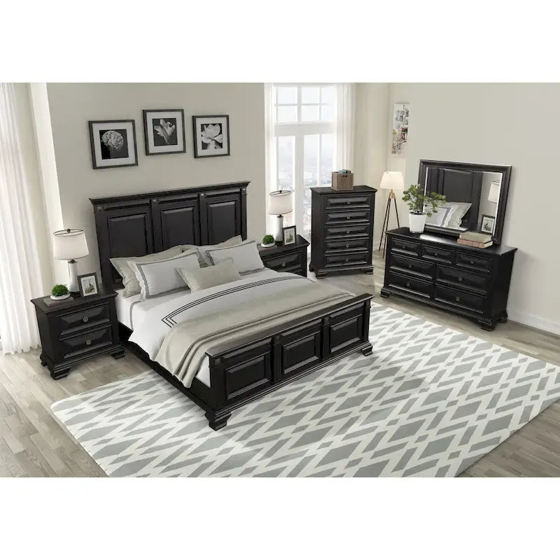 Roundhill Furniture Renova Vintage Black Wood Traditional 6-piece Bedroom Set