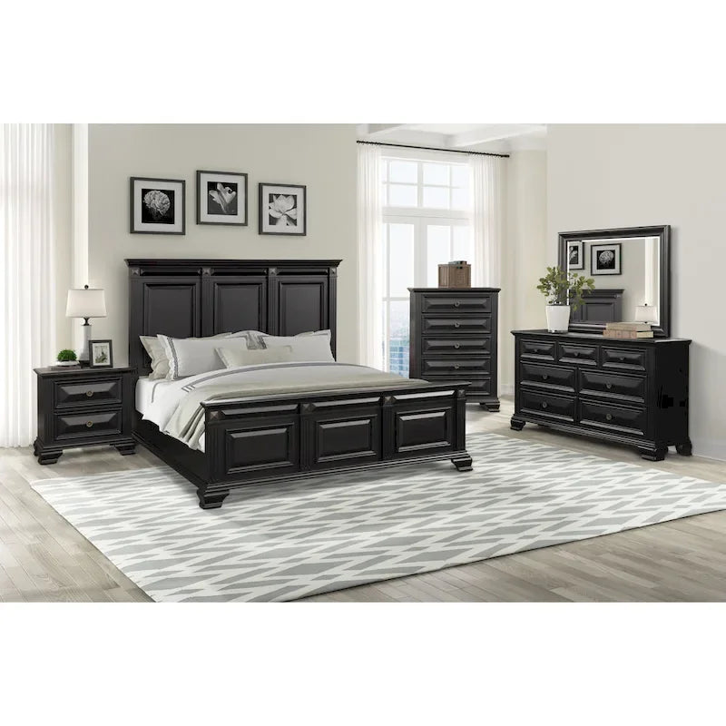 Roundhill Furniture Renova Vintage Black Wood Traditional 6-piece Bedroom Set