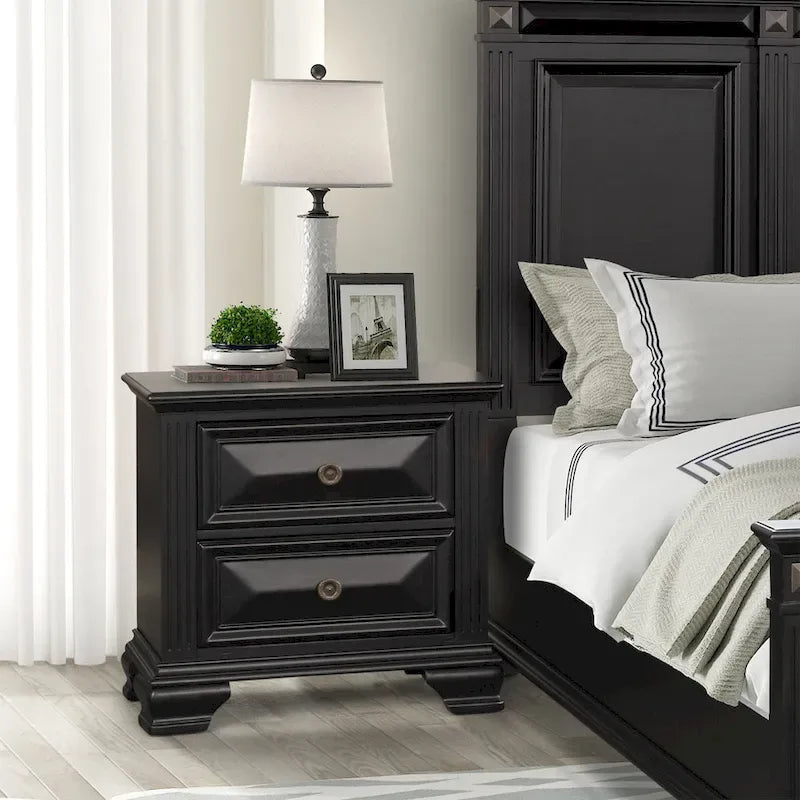 Roundhill Furniture Renova Vintage Black Wood Traditional 6-piece Bedroom Set