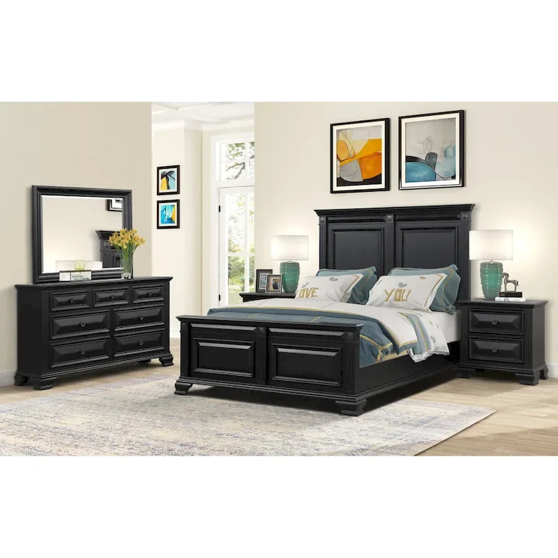 Roundhill Furniture Renova Vintage Black Wood Traditional 6-piece Bedroom Set