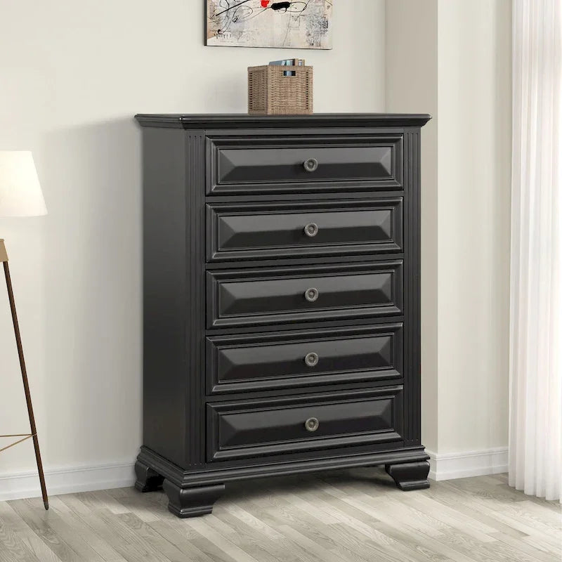 Roundhill Furniture Renova Vintage Black Wood Traditional 6-piece Bedroom Set