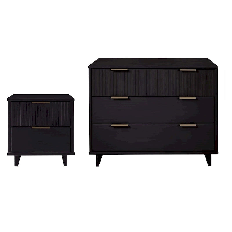 Manhattan Comfort 2-Piece Granville Modern Solid Wood Standard Dresser and Nightstand Set