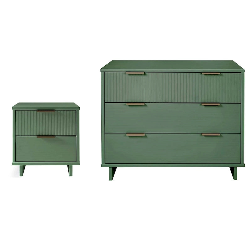 Manhattan Comfort 2-Piece Granville Modern Solid Wood Standard Dresser and Nightstand Set