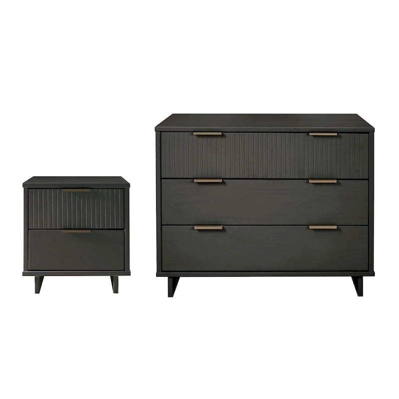 Manhattan Comfort 2-Piece Granville Modern Solid Wood Standard Dresser and Nightstand Set