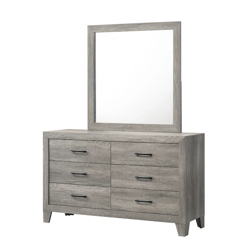 Jan 6 Piece Gray Rustic Platform Bedroom Set