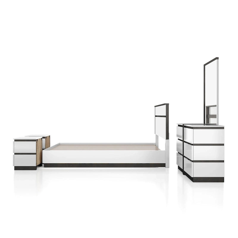 Conjira Modern White Wood 5-Piece Platform Bedroom Set (USB) by Furniture of America