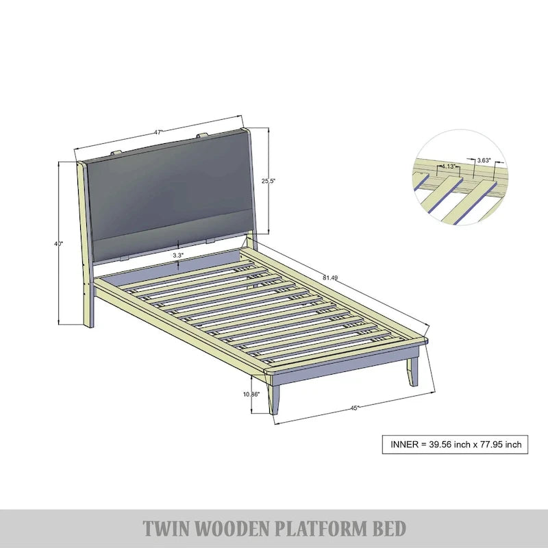 CraftPorch Mid-Century 4-pieces Wooden Bedroom Set