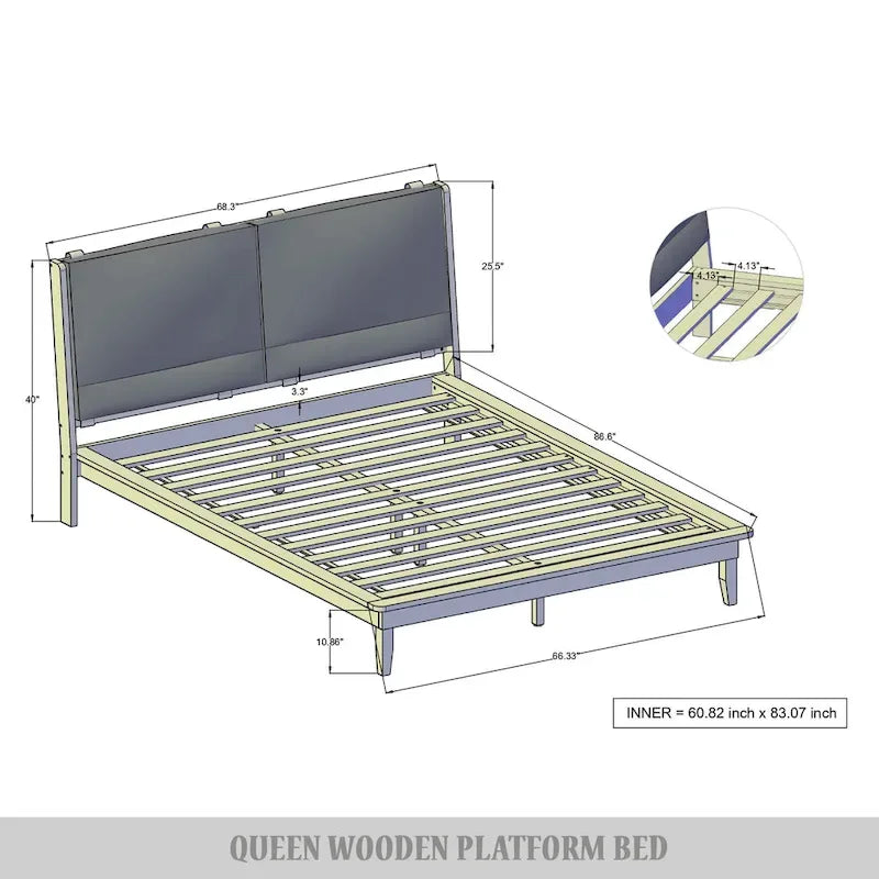 CraftPorch Mid-Century 4-pieces Wooden Bedroom Set