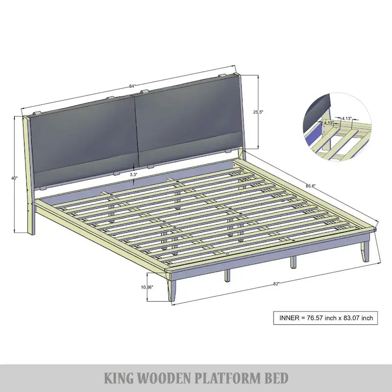 CraftPorch Mid-Century 4-pieces Wooden Bedroom Set