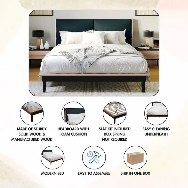 CraftPorch Mid-Century 4-pieces Wooden Bedroom Set