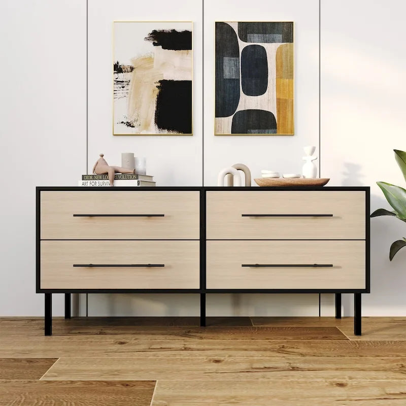 CraftPorch Mid-Century 4-pieces Wooden Bedroom Set