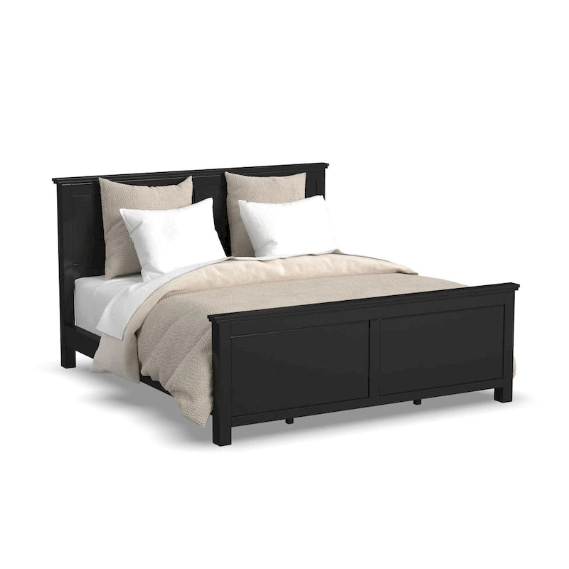 Oak Park Black Wood King Bed and Two Nightstands