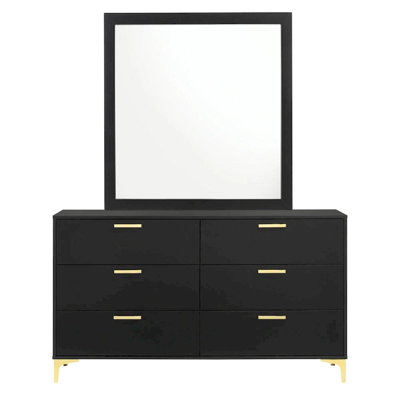 Lexie Black and Gold 4-piece Tufted Panel Bedroom Set