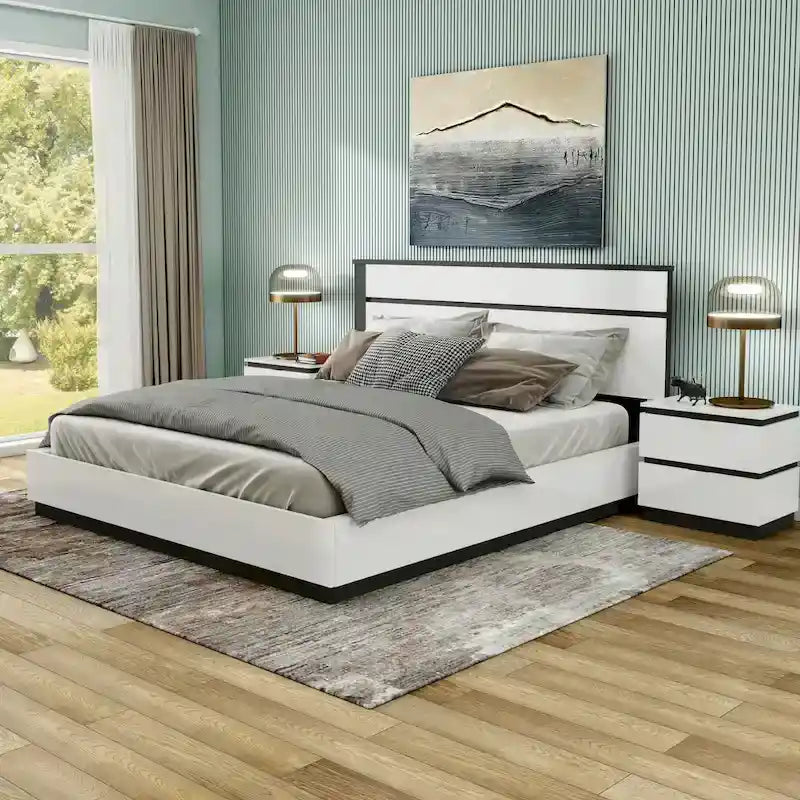 Conjira Modern White Wood 3-Piece Platform Bedroom Set (USB) by Furniture of America