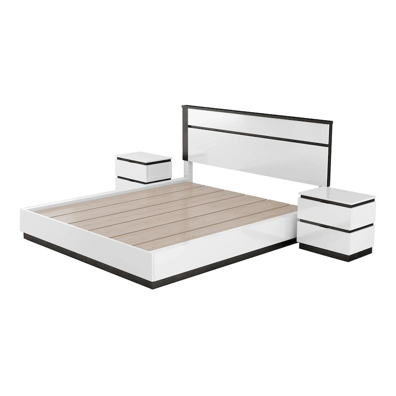 Conjira Modern White Wood 3-Piece Platform Bedroom Set (USB) by Furniture of America