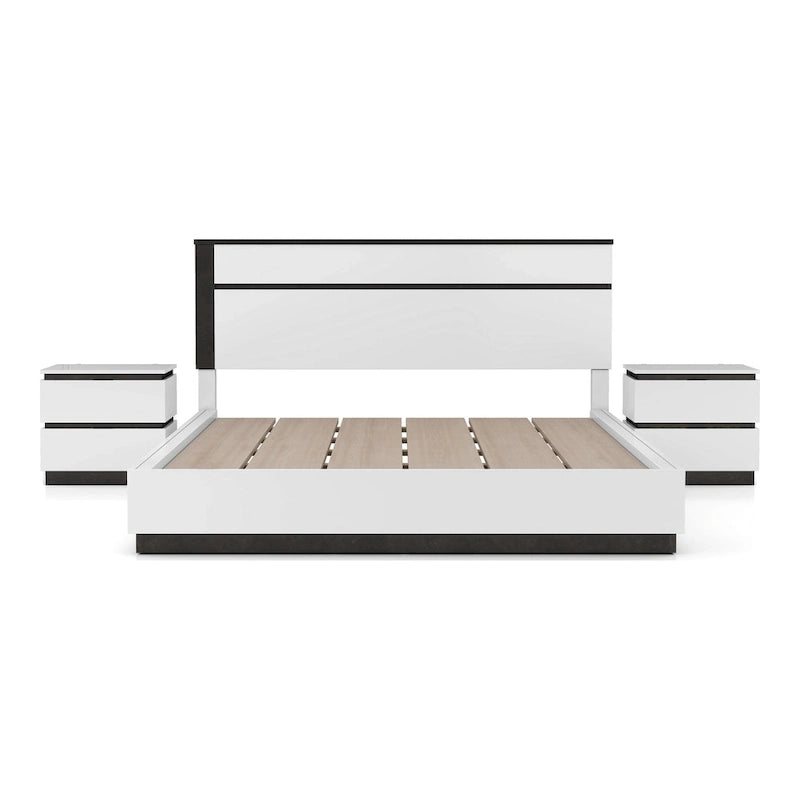Conjira Modern White Wood 3-Piece Platform Bedroom Set (USB) by Furniture of America