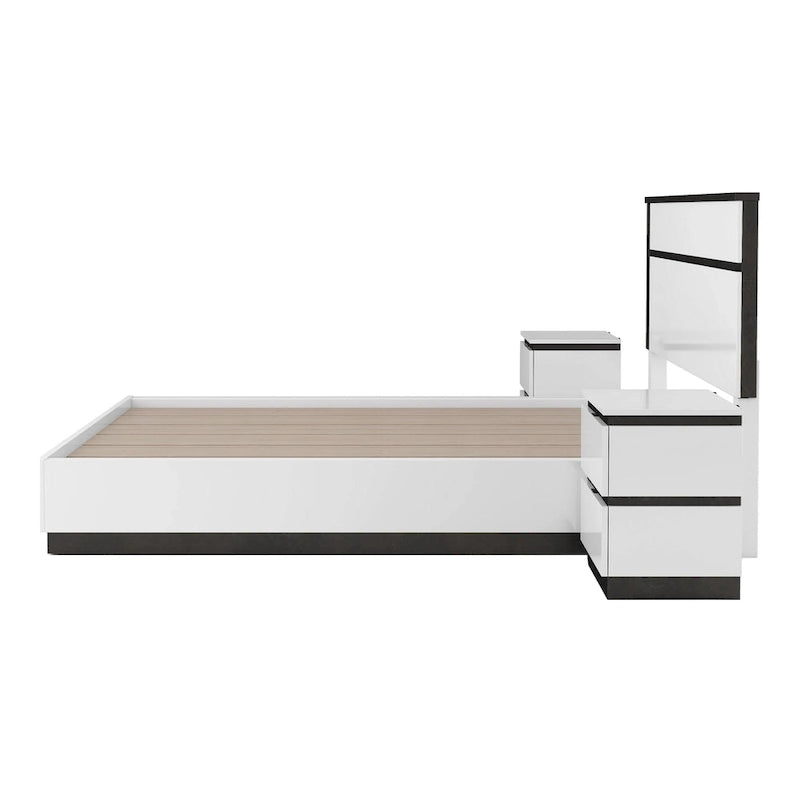 Conjira Modern White Wood 3-Piece Platform Bedroom Set (USB) by Furniture of America