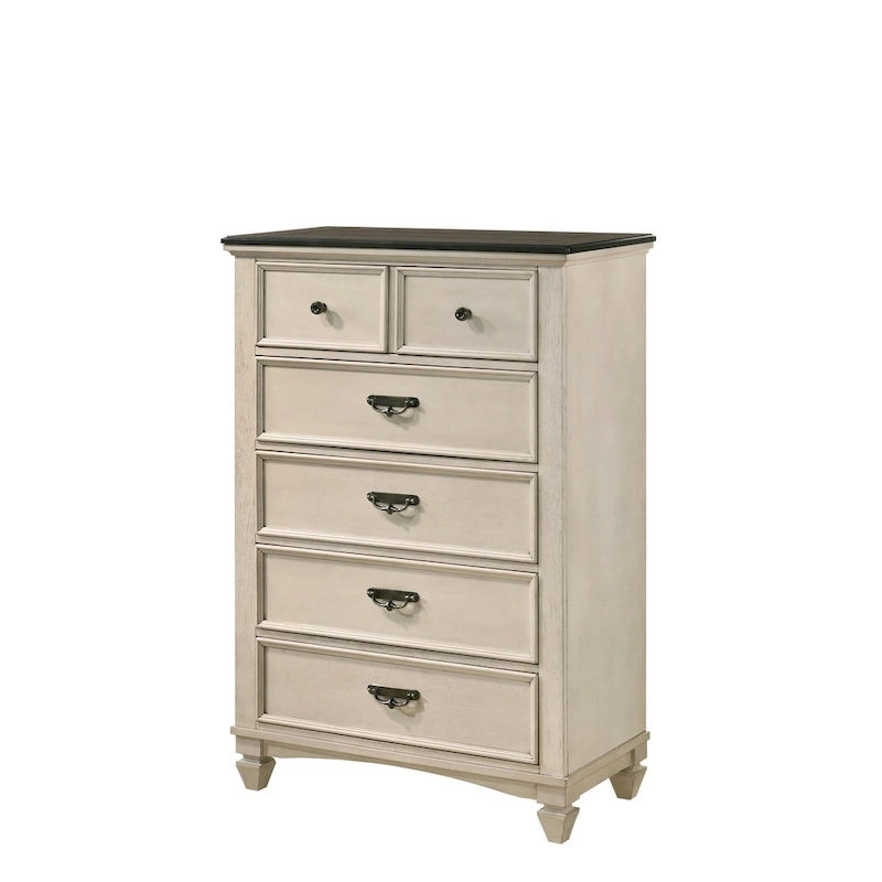 Roseanne 6 Piece Cream Brown Panel Bedroom Set