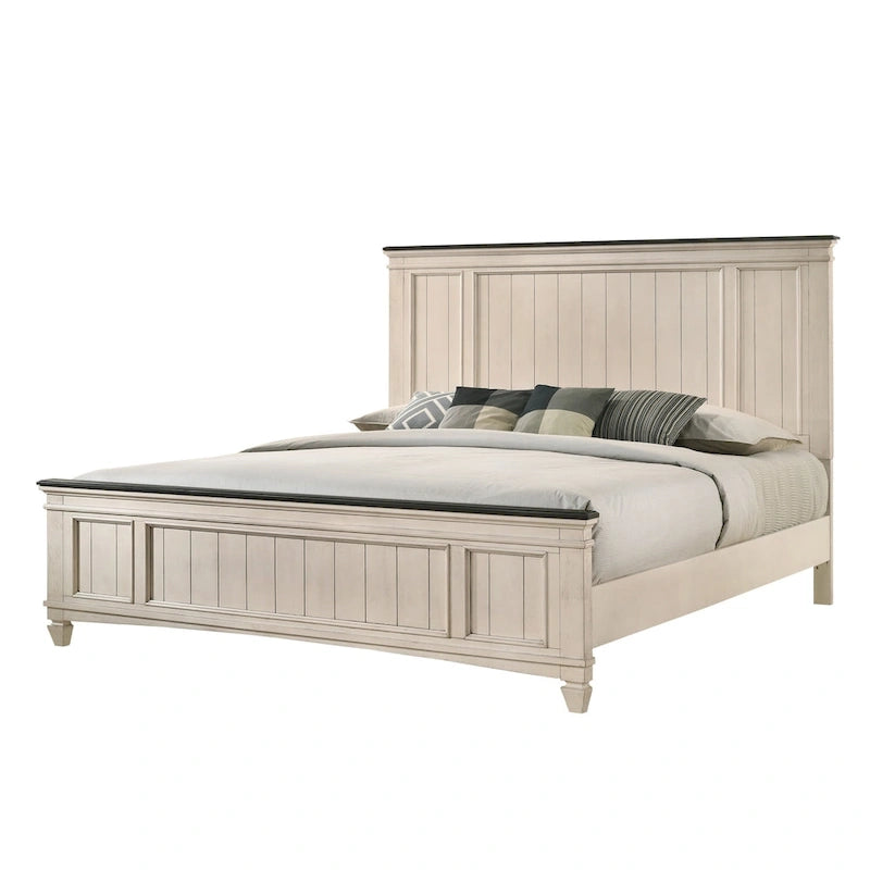 Roseanne 6 Piece Cream Brown Panel Bedroom Set