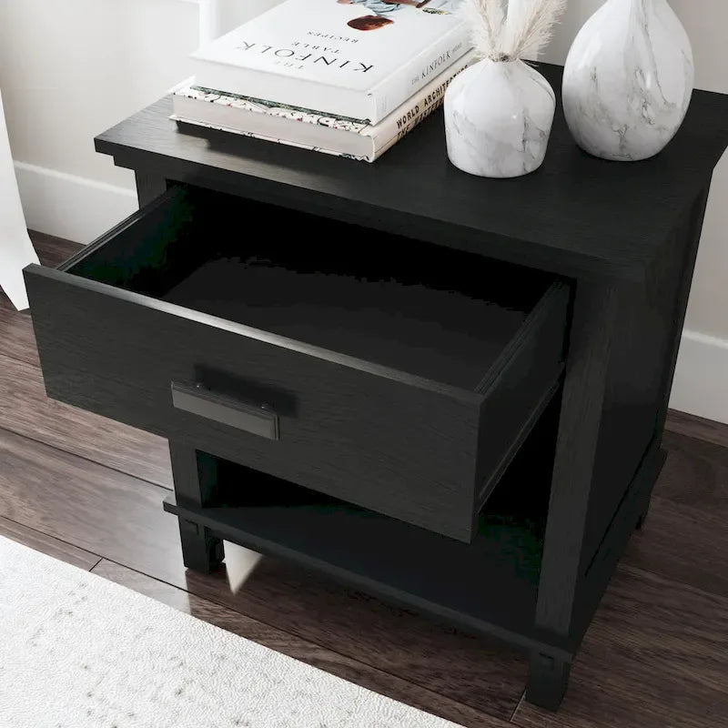 Oak Park Black Wood Queen Bed, Nightstand and Dresser by Homestyles