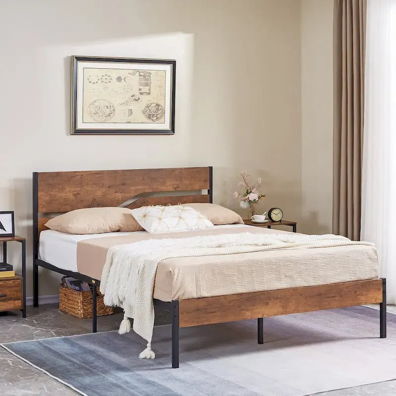 Taomika Bedroom Set of 3,Platform Bed Frame and Modern Nightstands Set of 2