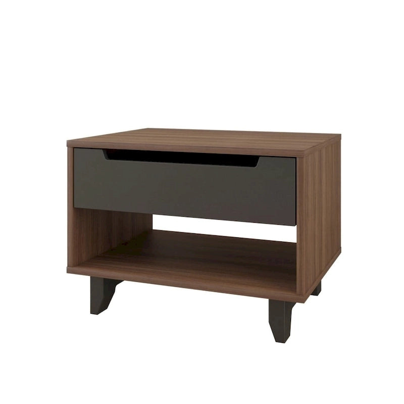 Nexera Alibi 4 Piece Bedroom Set, Walnut and Charcoal