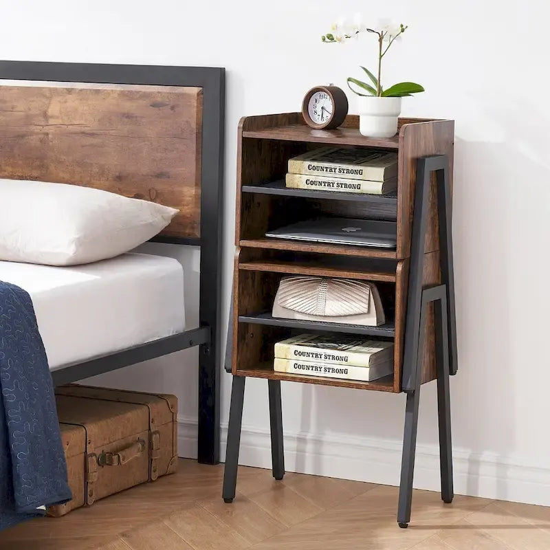 3-Pieces Bedroom Set with Black Platform Bed Frame and Nightstands Set of 2