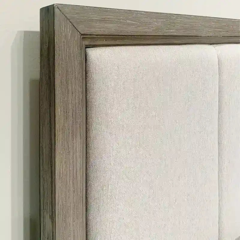Roundhill Furniture Ennesley Gray Wood Bedroom Set with Upholstered Panel Bed, Dresser, Mirror, Nightstand, and Chest