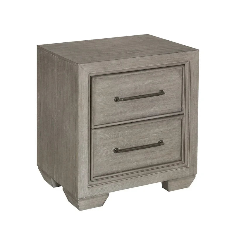 Roundhill Furniture Ennesley Gray Wood Bedroom Set with Upholstered Panel Bed, Dresser, Mirror, Nightstand, and Chest