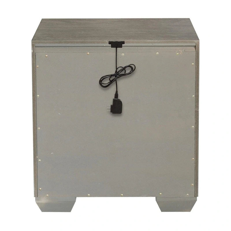 Roundhill Furniture Ennesley Gray Wood Bedroom Set with Upholstered Panel Bed, Dresser, Mirror, Nightstand, and Chest