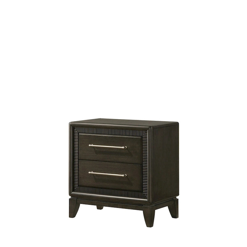 Milana 5 Piece Black Modern Contemporary Solid Wood And Veneers Fabric Bedroom Set