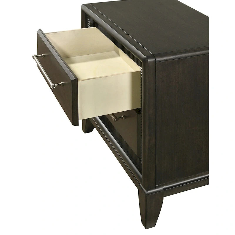 Milana 5 Piece Black Modern Contemporary Solid Wood And Veneers Fabric Bedroom Set