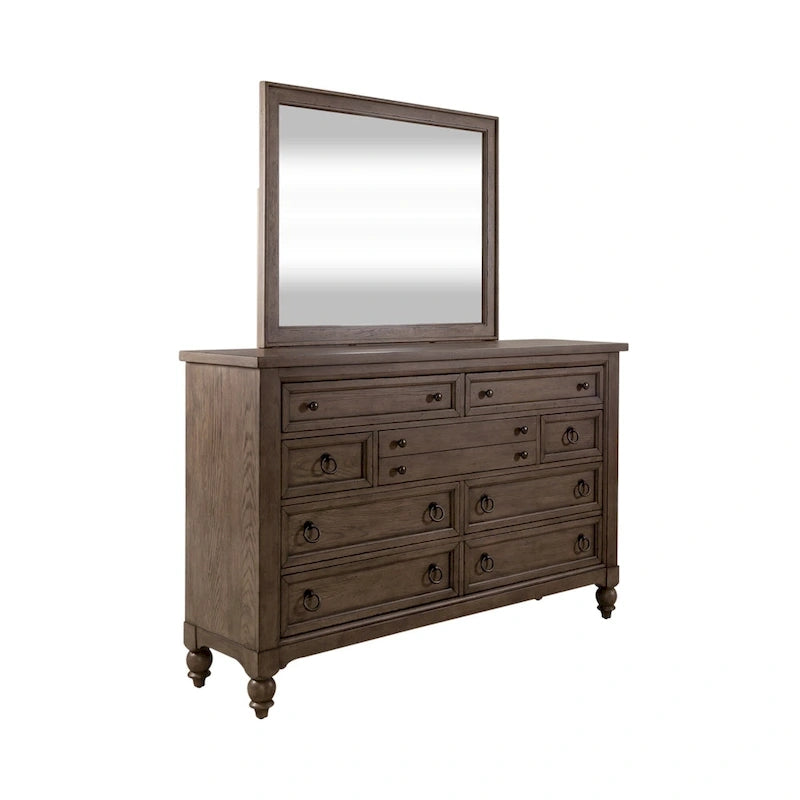 Americana Farmhouse Shelter Bed, Dresser, Mirror, and Nightstand Bedroom Set