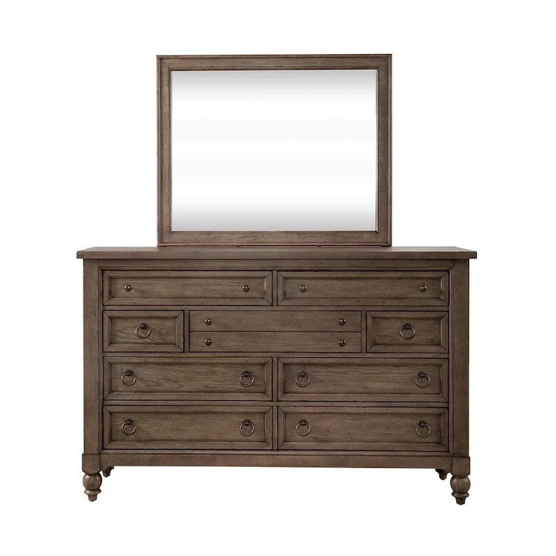 Americana Farmhouse Shelter Bed, Dresser, Mirror, and Nightstand Bedroom Set