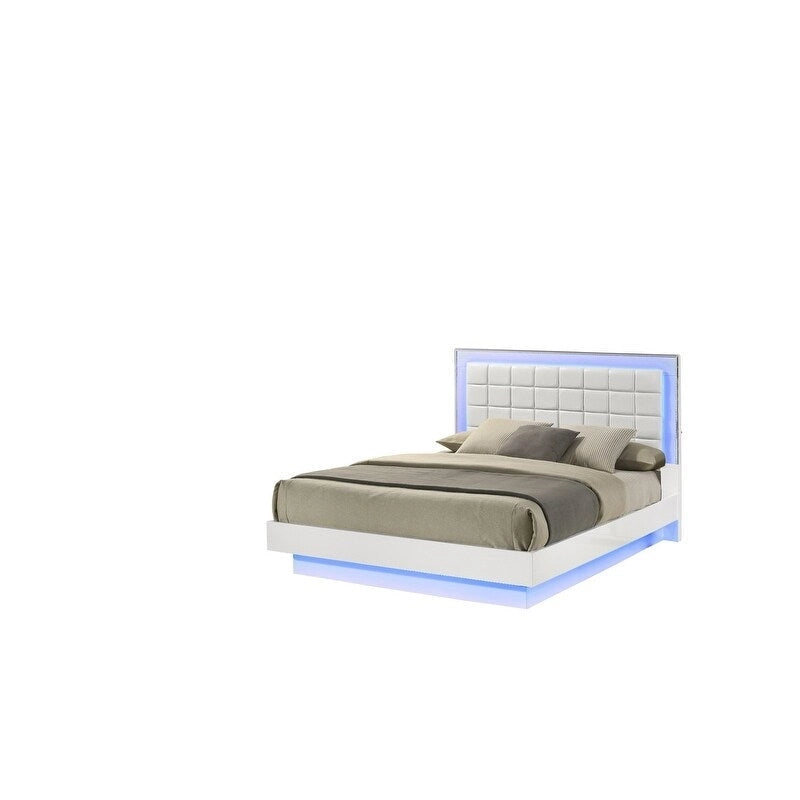 Best Quality Furniture B750 White Lacquer with LED Bedroom Set