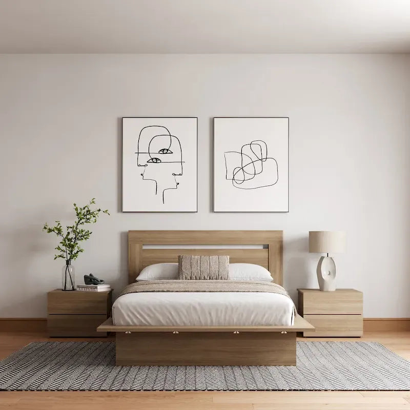 Malibu 4-Piece Bedroom Set with Bed, Headboard, and 2 Nightstands
