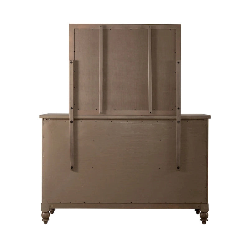 Americana Farmhouse Sleigh Bed, Dresser, Mirror, and Nightstand Bedroom Set