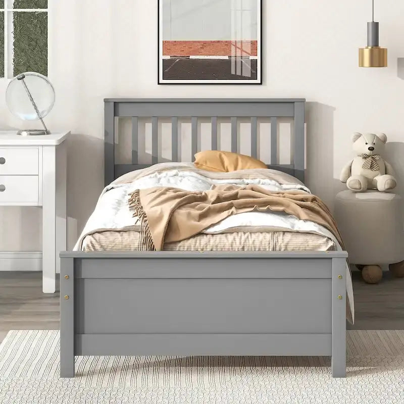 Bed with Headboard and Footboard for Kids, Teens, Adults,with a Nightstand