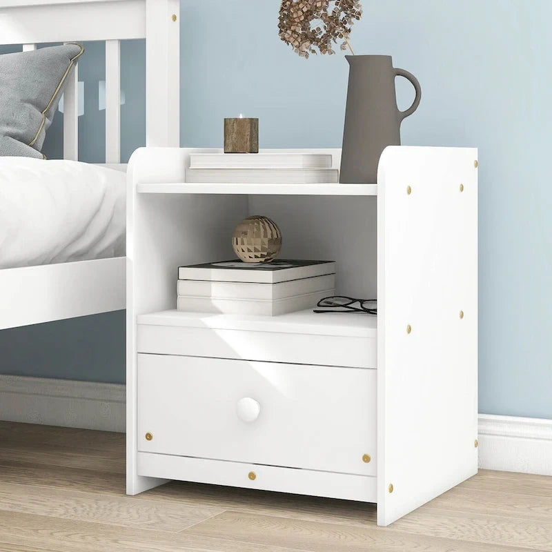 Bed with Headboard and Footboard for Kids, Teens, Adults,with a Nightstand