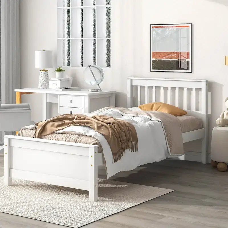 Bed with Headboard and Footboard for Kids, Teens, Adults,with a Nightstand