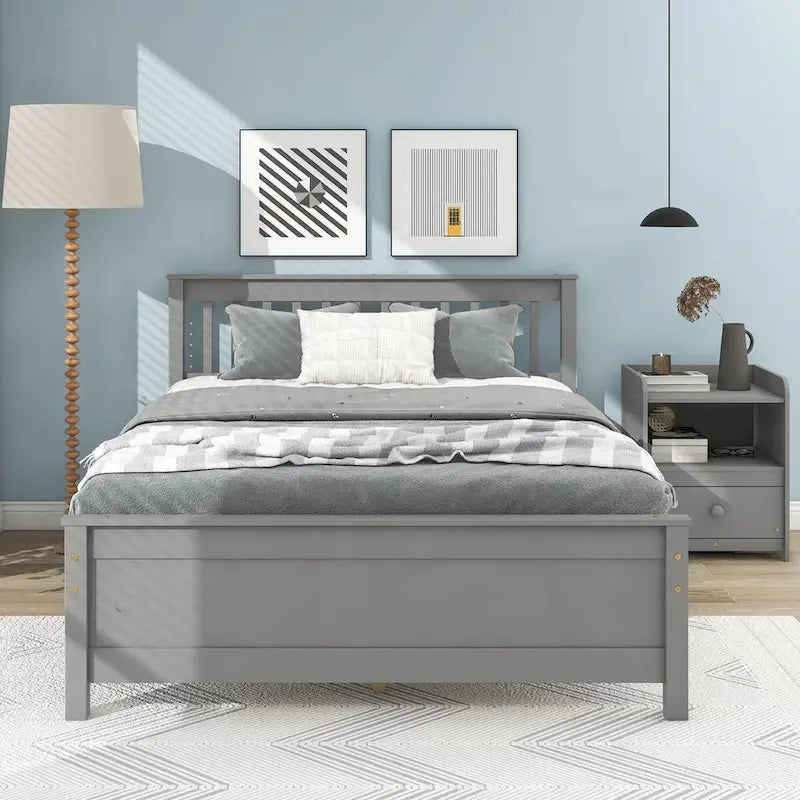 Bed with Headboard and Footboard for Kids, Teens, Adults,with a Nightstand