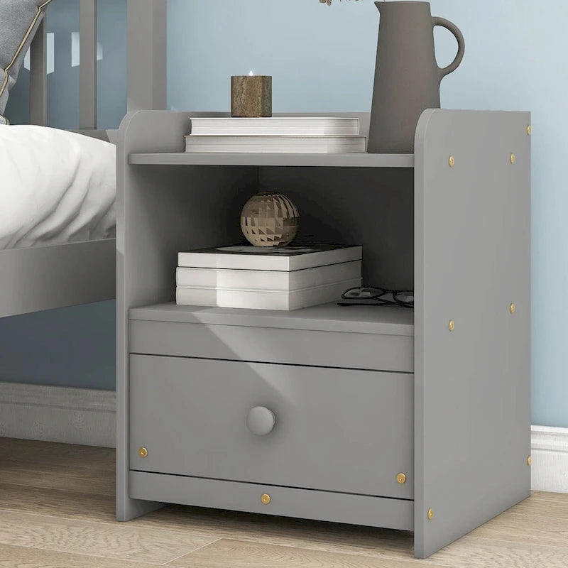 Bed with Headboard and Footboard for Kids, Teens, Adults,with a Nightstand