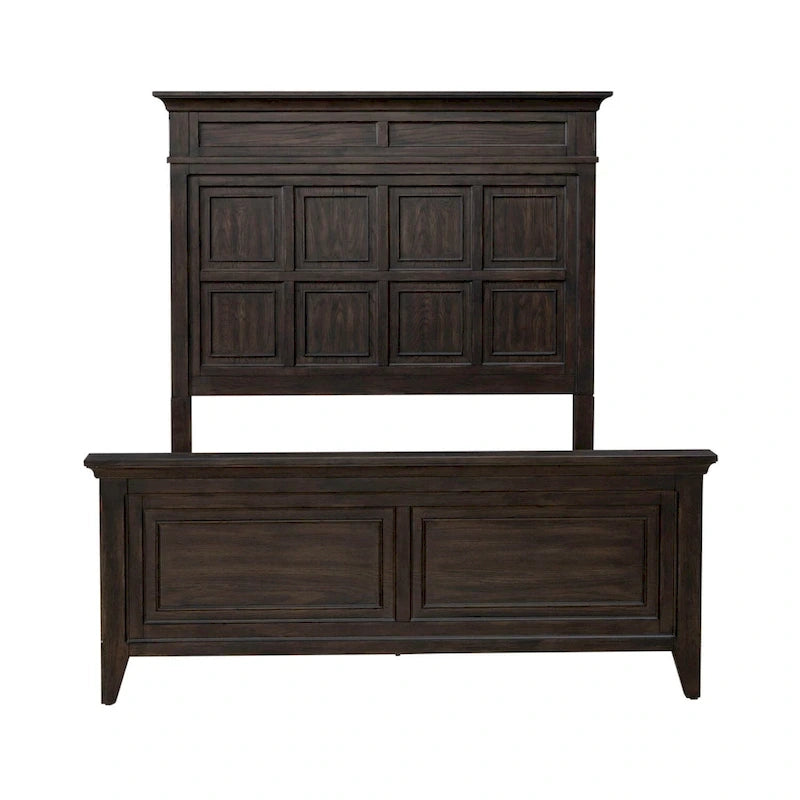 Paradise Valley Saddle Brown Panel Bed, Dresser and Mirror, & Nightstand