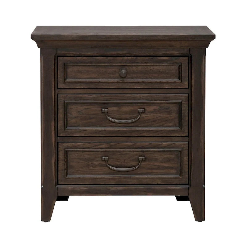 Paradise Valley Saddle Brown Panel Bed, Dresser and Mirror, & Nightstand