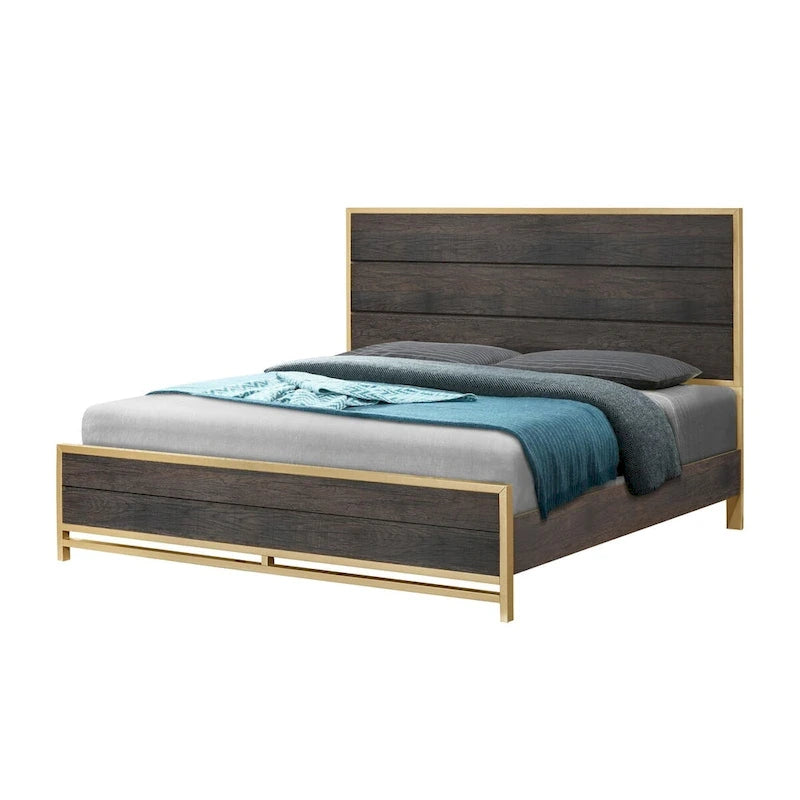 Wedro 6 Piece Dark Brown Rustic Panel Bedroom Set
