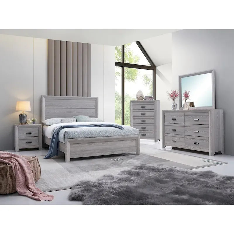 Essa 5 Piece Gray Panel Bedroom Set