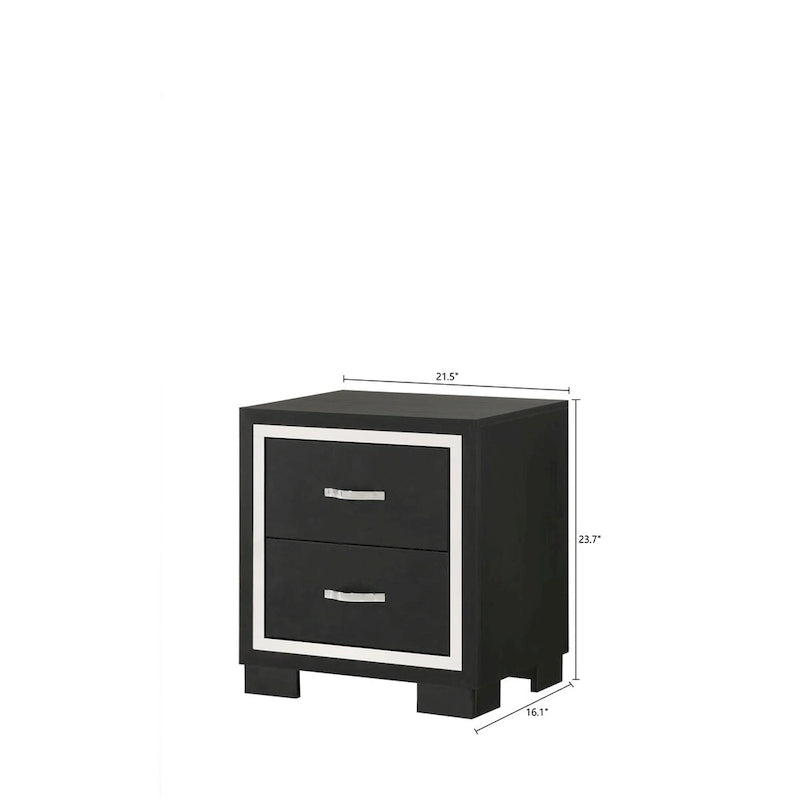Pedro 6 Piece Black Velvel Upholstered Panel Bedroom Set