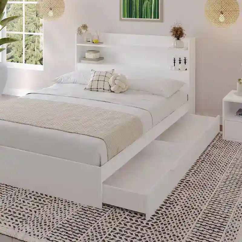 Hunter Platform Bed With Headboard And 1-Drawer Nightstand